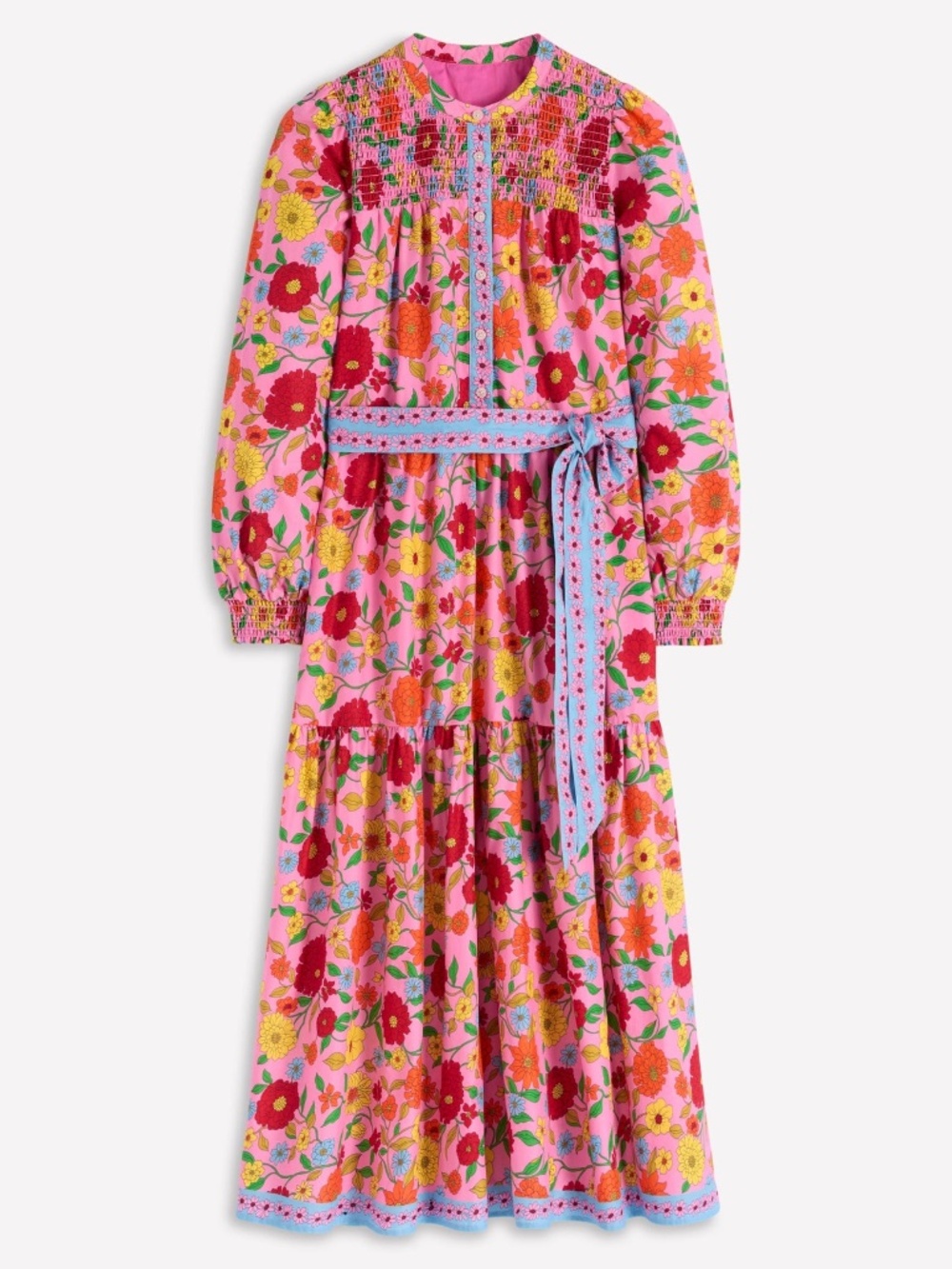 Boden Cecily Floral Long Sleeve Cotton Shirt Dress Dahlia Trail 4 US NWT - Picture 3 of 17